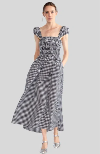 Cynthia Rowley Bodrum Back Tie Dress In Black White Gingham