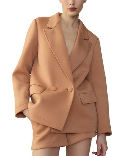 Cynthia Rowley Bonded Pick Stitch Jacket In Brown