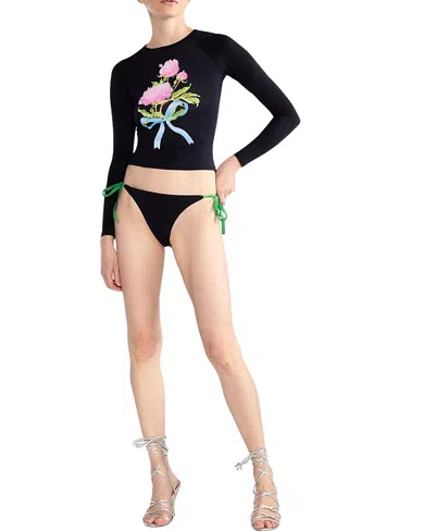 Cynthia Rowley Bouquet Ribbon Rashguard In Black