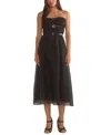 Cynthia Rowley Strapless Buckle-embellished Midi Dress In Black