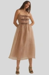 Cynthia Rowley Strapless Buckle-embellished Midi Dress In Camel