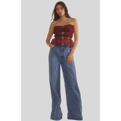 Cynthia Rowley Buckle Up Silk Organza Top In Burgundy
