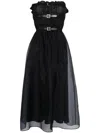 Cynthia Rowley Strapless Buckle-embellished Midi Dress In Black