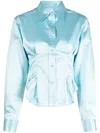 Cynthia Rowley Buttoned Cotton-blend Shirt In Blue
