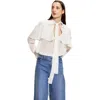 Cynthia Rowley Camille Ruffle Blouse In Neutral