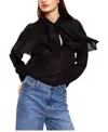 Cynthia Rowley Camille Ruffle Blouse In Black