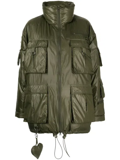 Cynthia Rowley Cargo-pocket Puffer Coat In Green