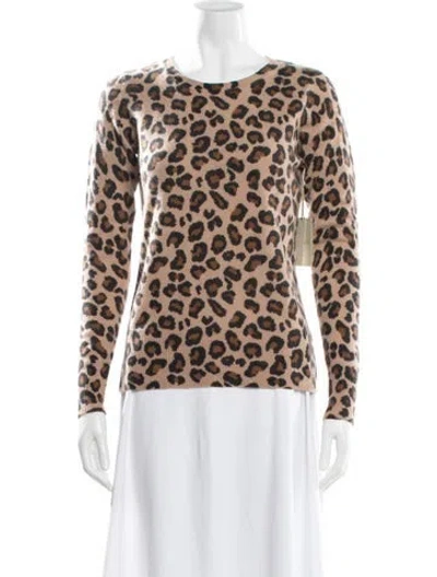 Pre-owned Cynthia Rowley Cashmere Animal Print Sweater In Brown