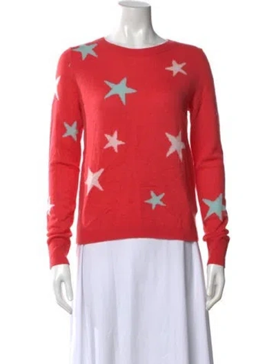 Pre-owned Cynthia Rowley Cashmere Graphic Print Sweater In Pink