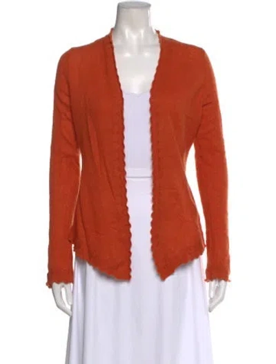 Pre-owned Cynthia Rowley Cashmere Open Front Sweater In Orange