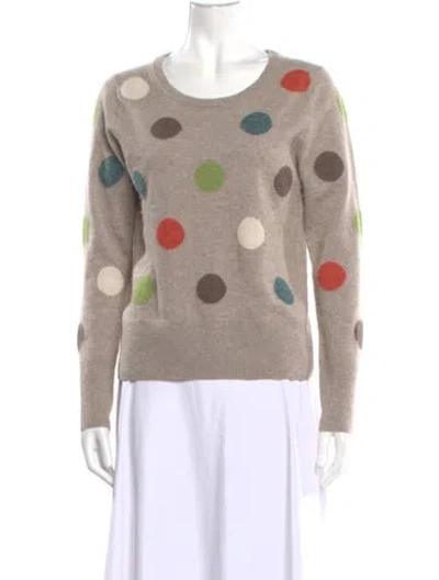 Pre-owned Cynthia Rowley Cashmere Polka Dot Print Sweater In Neutral