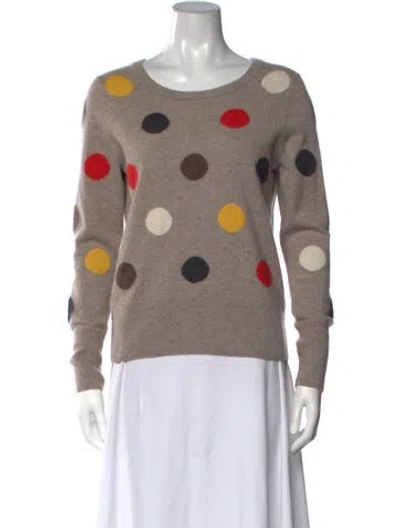Pre-owned Cynthia Rowley Cashmere Polka Dot Print Sweater In Neutrals