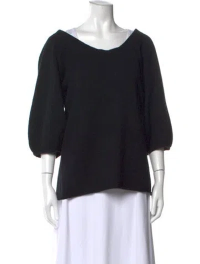 Pre-owned Cynthia Rowley Cashmere Scoop Neck Sweater In Black