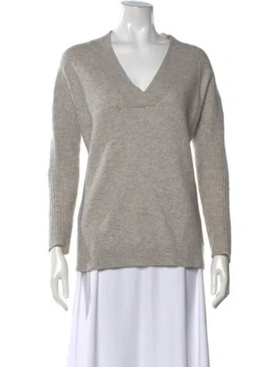 Pre-owned Cynthia Rowley Cashmere V-neck Sweater In Gray