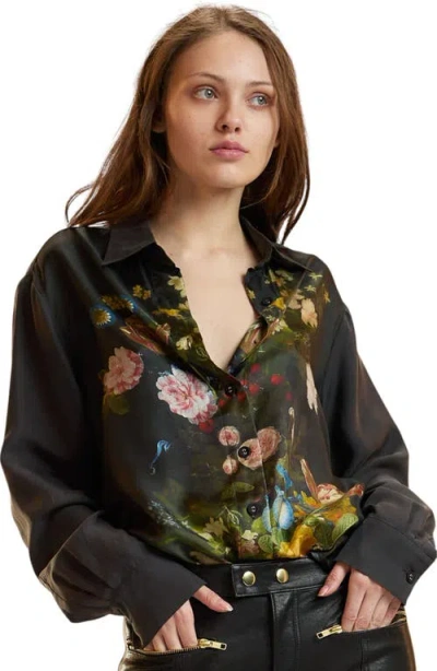Cynthia Rowley Collectible Silk Blouse In Black
