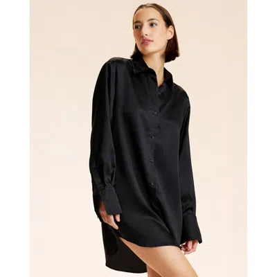 Cynthia Rowley Collectible Silk Shirt Dress In Black