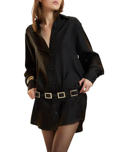 Cynthia Rowley Collectible Silk Shirt Dress In Black