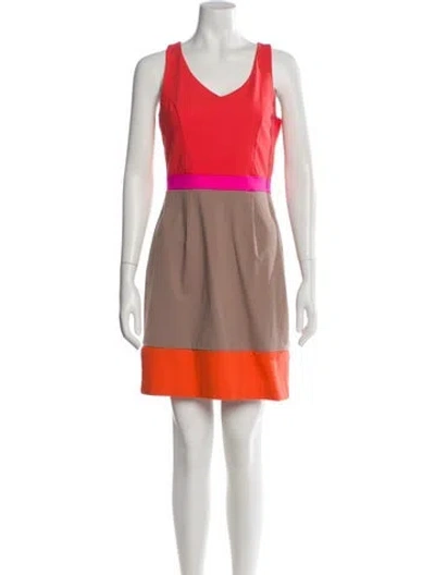 Pre-owned Cynthia Rowley Colorblock Pattern Mini Dress In Orange