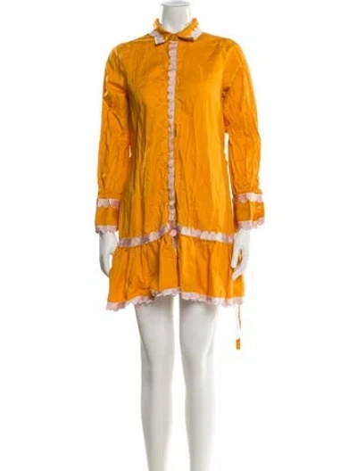 Pre-owned Cynthia Rowley Colorblock Pattern Mini Dress In Yellow