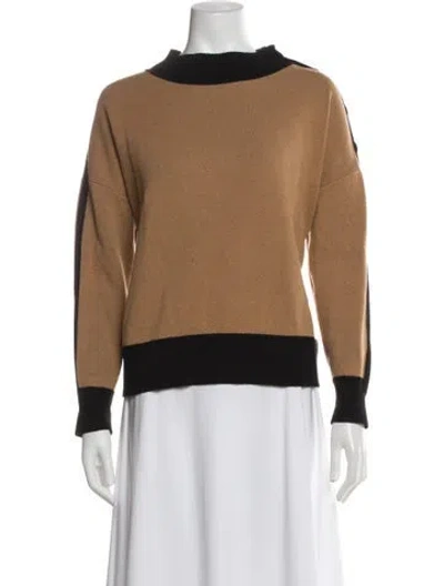 Pre-owned Cynthia Rowley Colorblock Pattern Mock Neck Sweater In Brown