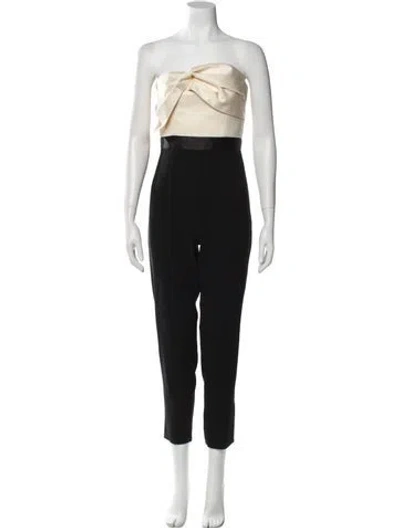 Pre-owned Cynthia Rowley Colorblock Pattern Strapless Jumpsuit In Black