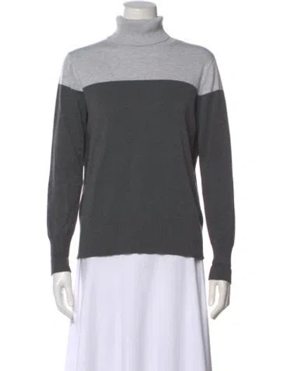Pre-owned Cynthia Rowley Colorblock Pattern Turtleneck Sweater In Gray
