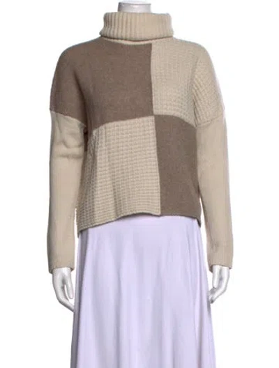 Pre-owned Cynthia Rowley Colorblock Pattern Turtleneck Sweater In Neutrals