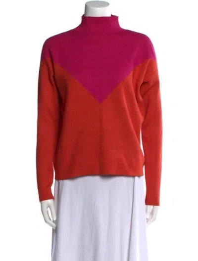 Pre-owned Cynthia Rowley Colorblock Pattern Turtleneck Sweater In Orange