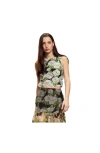 Cynthia Rowley Cornelia Flower Applique Top In Green