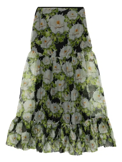 Cynthia Rowley Cornelia Silk Skirt In Green