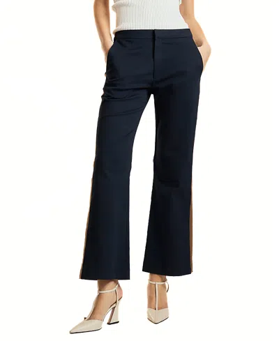 Cynthia Rowley Cotton Cropped Flared Pants In Blue