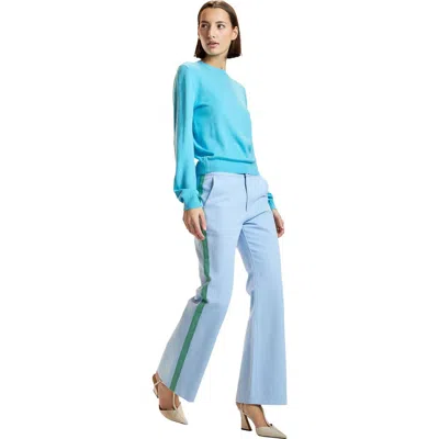 Cynthia Rowley Cotton Cropped Flared Pants In Blue