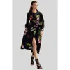 Cynthia Rowley Floral-print Silk Wrap Dress In Black Floral