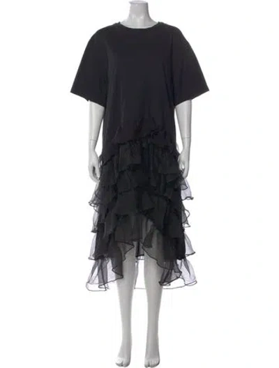 Pre-owned Cynthia Rowley Crew Neck Long Dress In Black