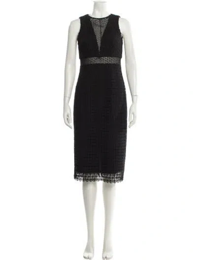Pre-owned Cynthia Rowley Crew Neck Midi Length Dress In Black