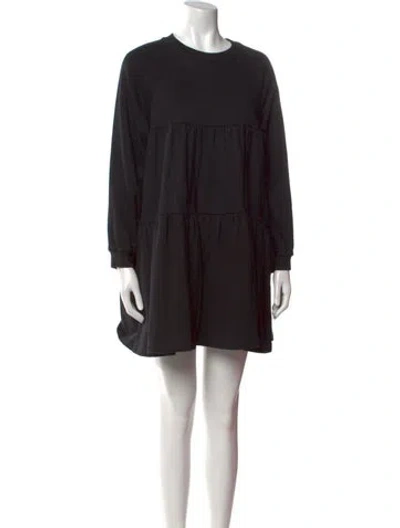 Pre-owned Cynthia Rowley Crew Neck Mini Dress In Black