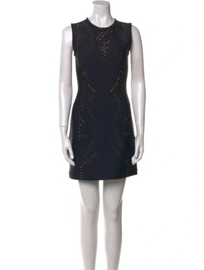 Pre-owned Cynthia Rowley Crew Neck Mini Dress In Black