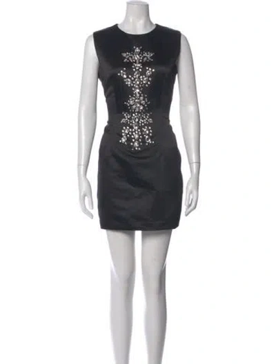 Pre-owned Cynthia Rowley Crew Neck Mini Dress In Black
