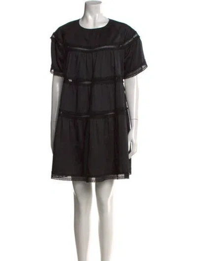 Pre-owned Cynthia Rowley Crew Neck Mini Dress In Black