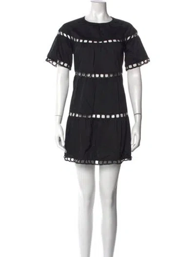 Pre-owned Cynthia Rowley Crew Neck Mini Dress In Black
