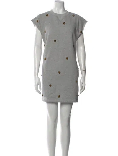 Pre-owned Cynthia Rowley Crew Neck Mini Dress In Gray