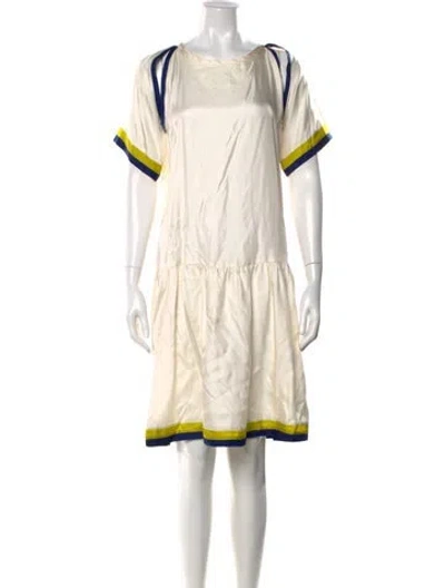 Pre-owned Cynthia Rowley Crew Neck Mini Dress In Neutral