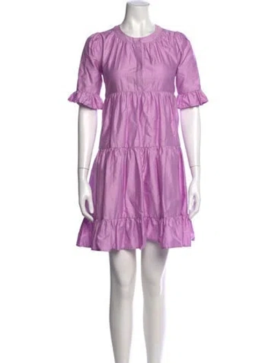 Pre-owned Cynthia Rowley Crew Neck Mini Dress In Purple