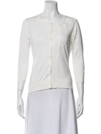 Pre-owned Cynthia Rowley Crew Neck Sweater In White