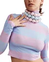 Cynthia Rowley Women's Cropped Striped Turtleneck Top