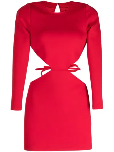 Cynthia Rowley Cut-out Long-sleeved Minidress In Red