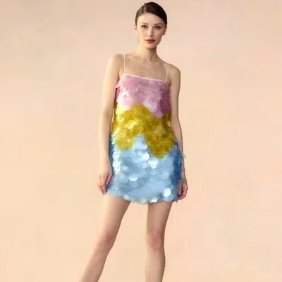 Cynthia Rowley Sequinned Mini Dress In Pink Yellow | ModeSens