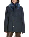 Cynthia Rowley Detachable Collar Jacket In Blue