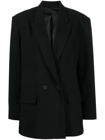 Cynthia Rowley Double-breasted Wool Blazer In Black