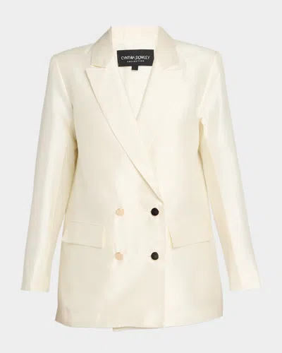 Cynthia Rowley Double-breasted Silk-wool Jacket In White